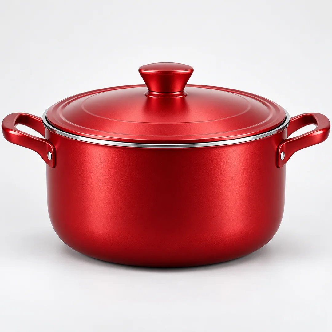 Imagen conceptual de cacerola de aluminio roja
